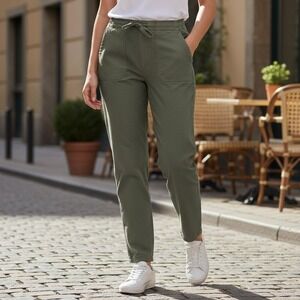J. Crew Pants Women's Small Utility Cargo Olive Green Drawstring‎ Waist Cropped